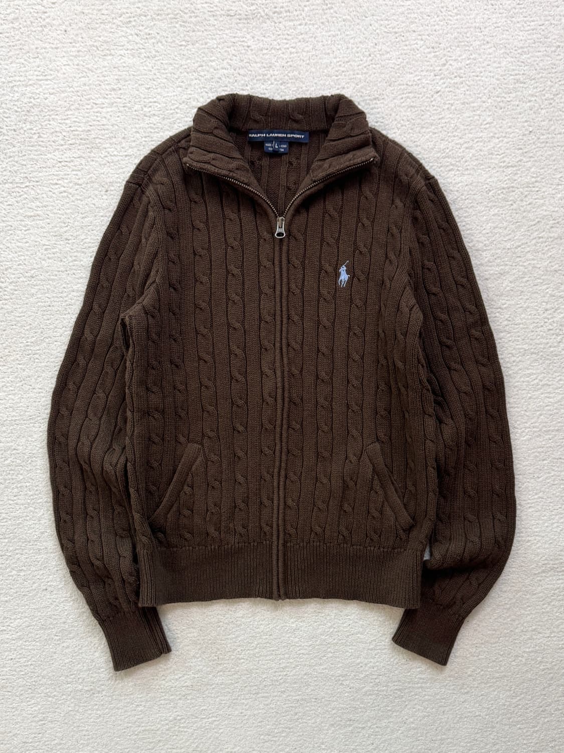 폴로 브라운 케이블 니트 집업 상품이미지2