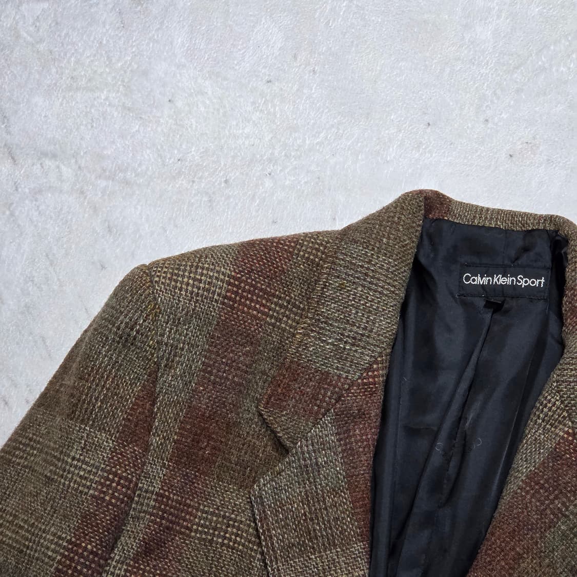 캘빈 클라인 모소재 브라운 체크 블레이저 자켓 상품이미지2