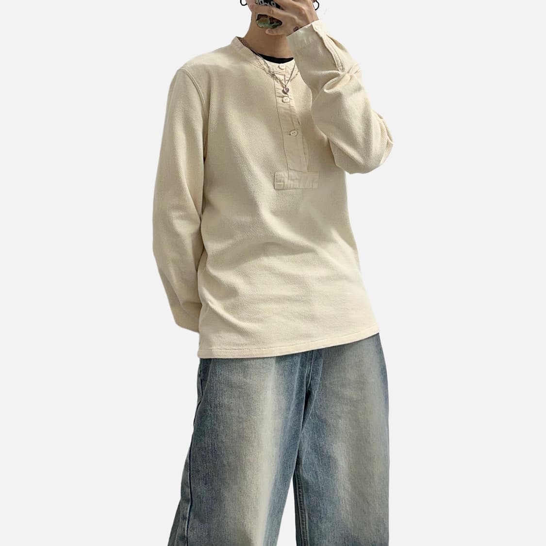 RRL 더블알엘 코튼 헨리넥 롱슬리브 긴팔티셔츠 상품이미지1