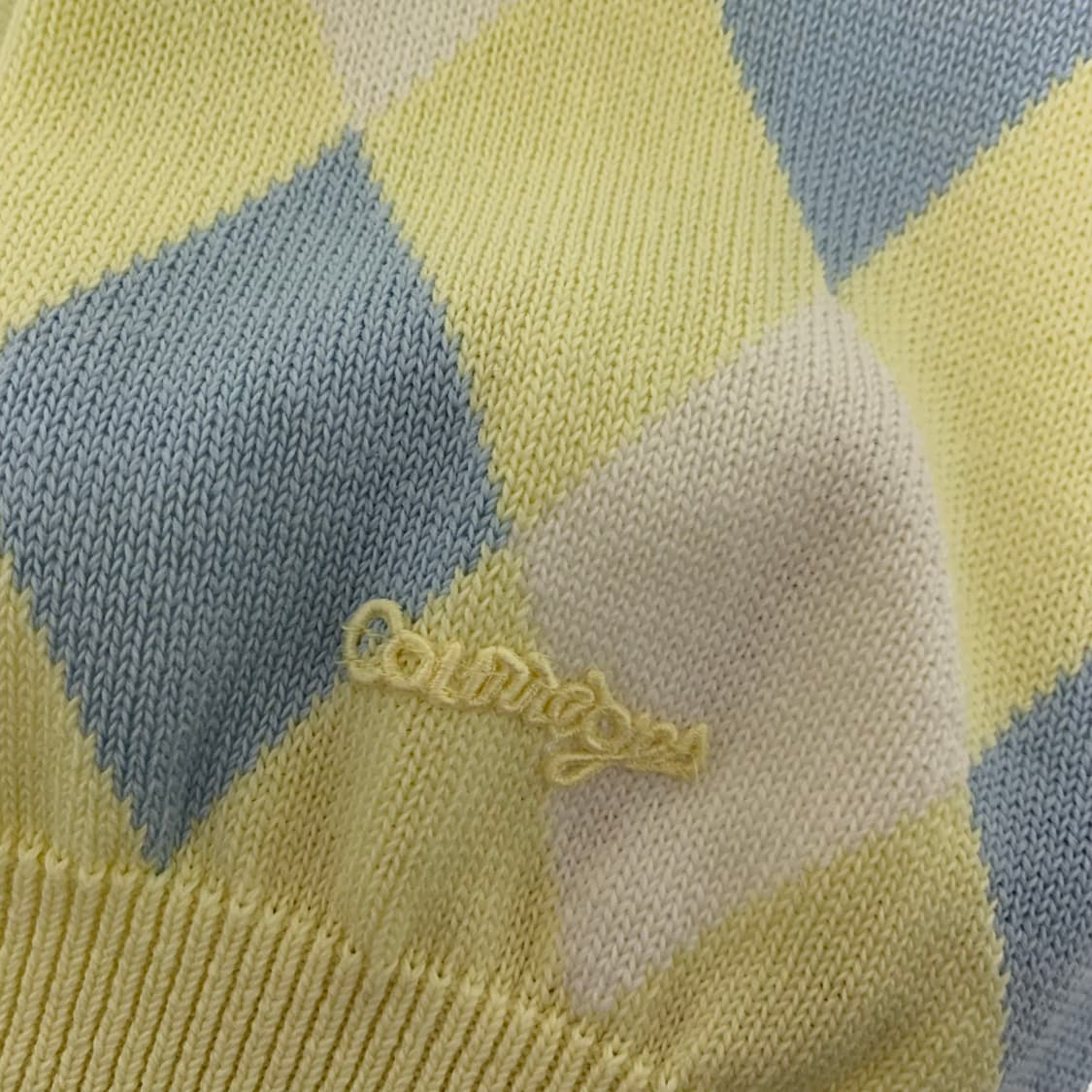 Courreges 꾸레쥬 빈티지 아가일 퍼프 반팔 니트 모리걸 상품이미지4