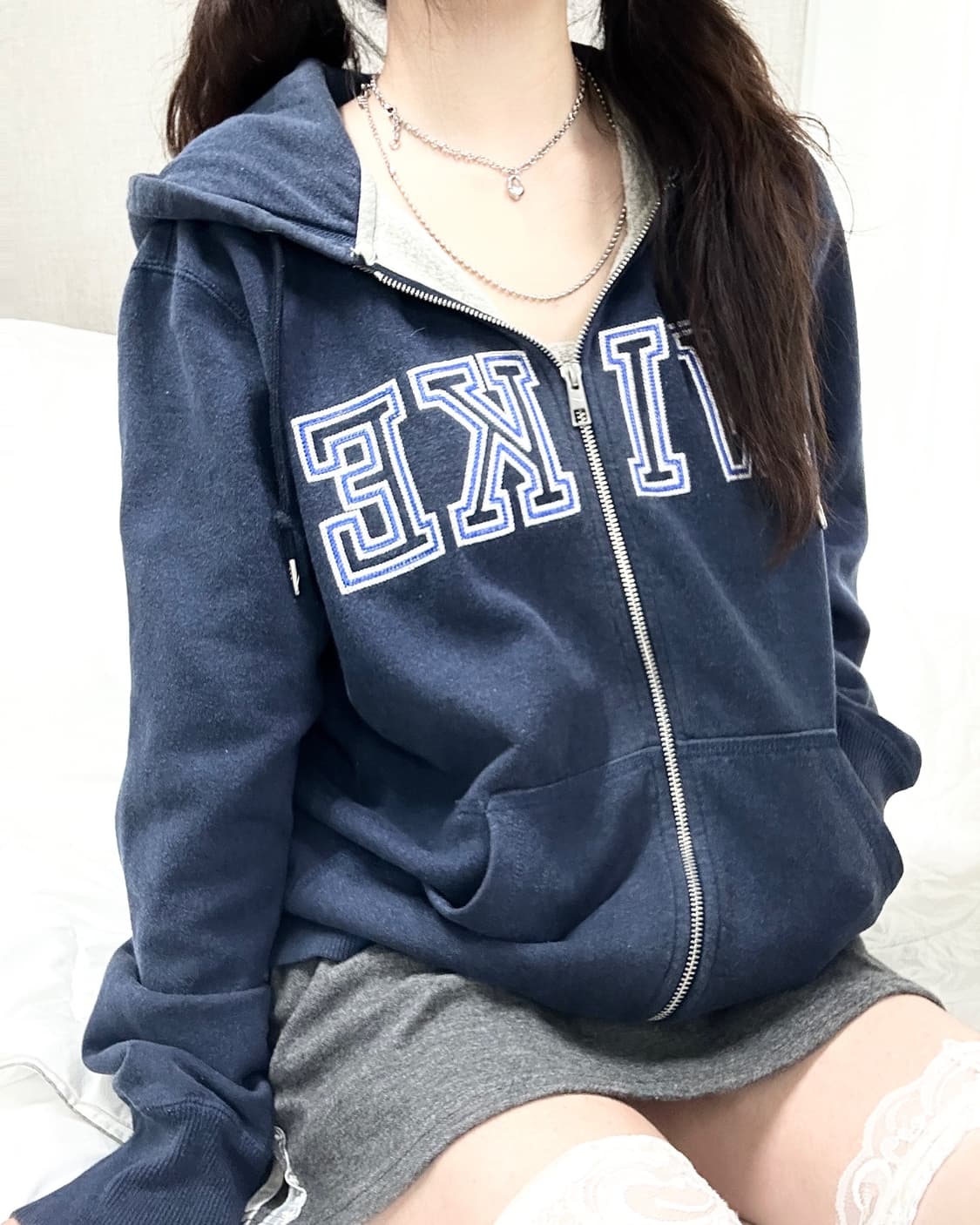 나이키 빅로고 블루 후드집업 상품이미지2