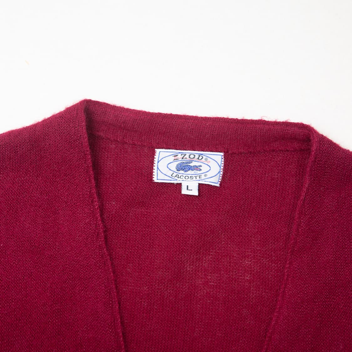 80s IZOD 라코스테 아크릴 가디건 버건디 상품이미지3