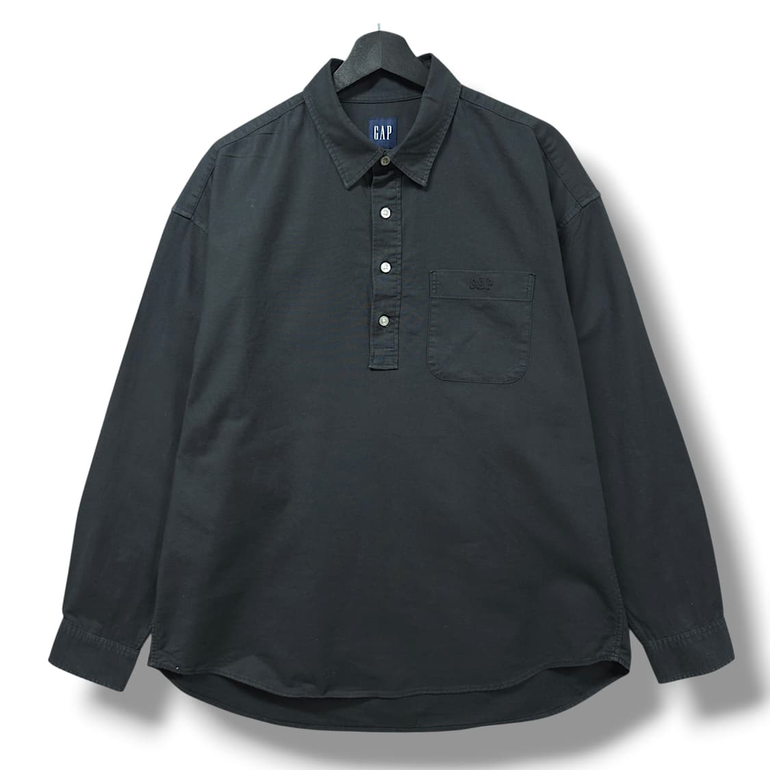[M~L] 갭(GAP) 블랙 로고 옥스포드 풀오버 긴팔셔츠 상품이미지1