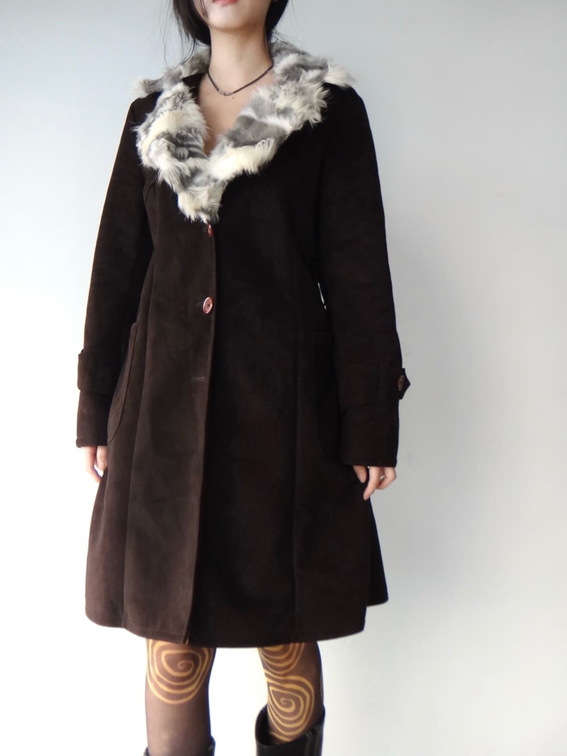 PAOLA DEL LUNGO zigzag fur detail coat  상품이미지1