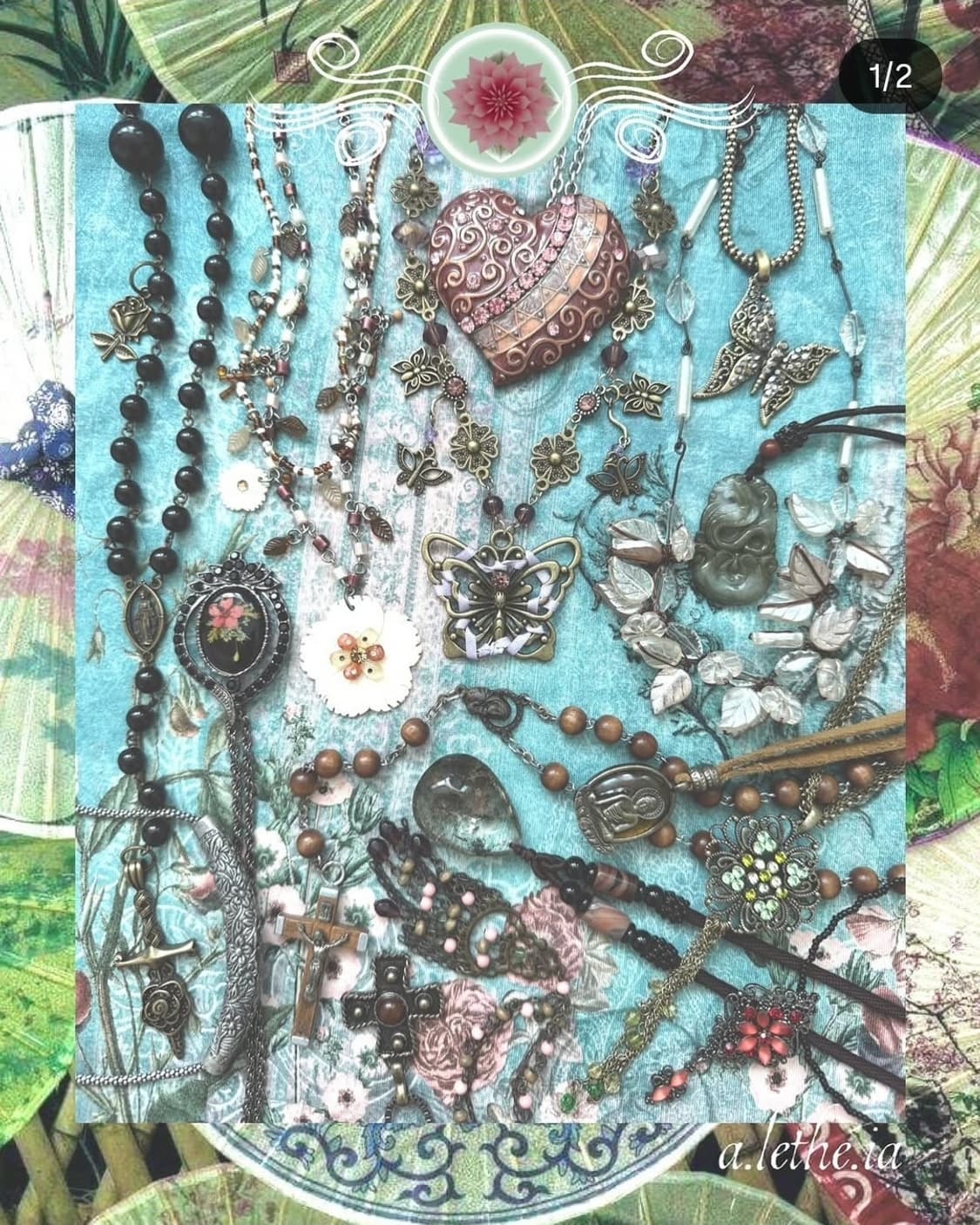 레테 빈티지 옥 목걸이 상품이미지1