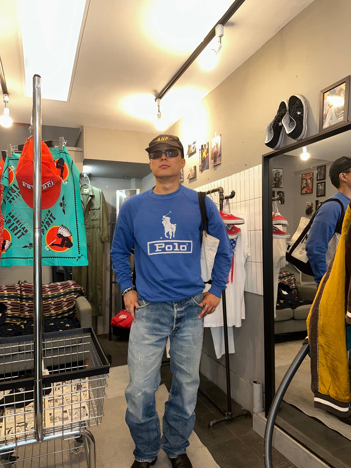 80’s Jerzees Polo print paded sweatshirt 상품이미지1