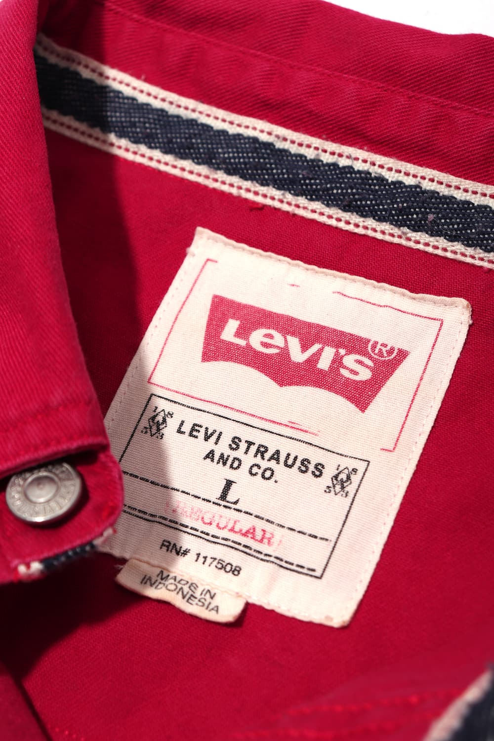 LEVIS 버튼 플라이 버건디 셔츠 size L 상품이미지5