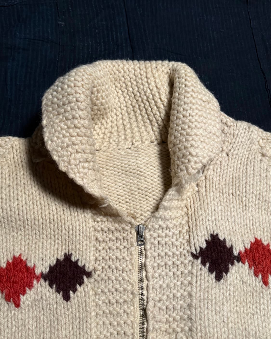 ( 60's 라이트닝 지퍼)  빈티지 홀스패턴 코위찬 스웨터 XL 상품이미지2