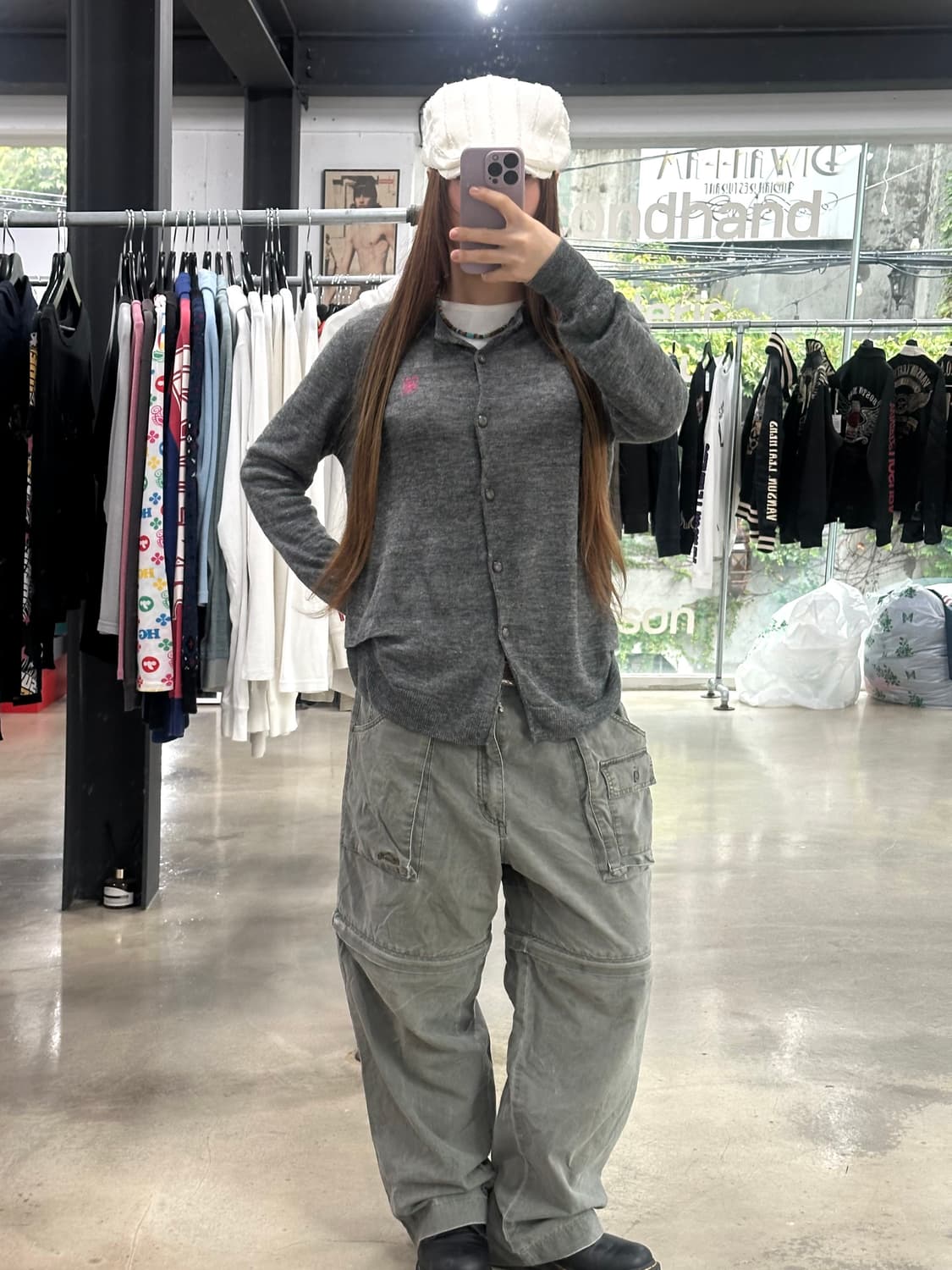 히스테릭글래머 퍽베어 핑크자수 Flanders Linen 프리미엄 니트  상품이미지2