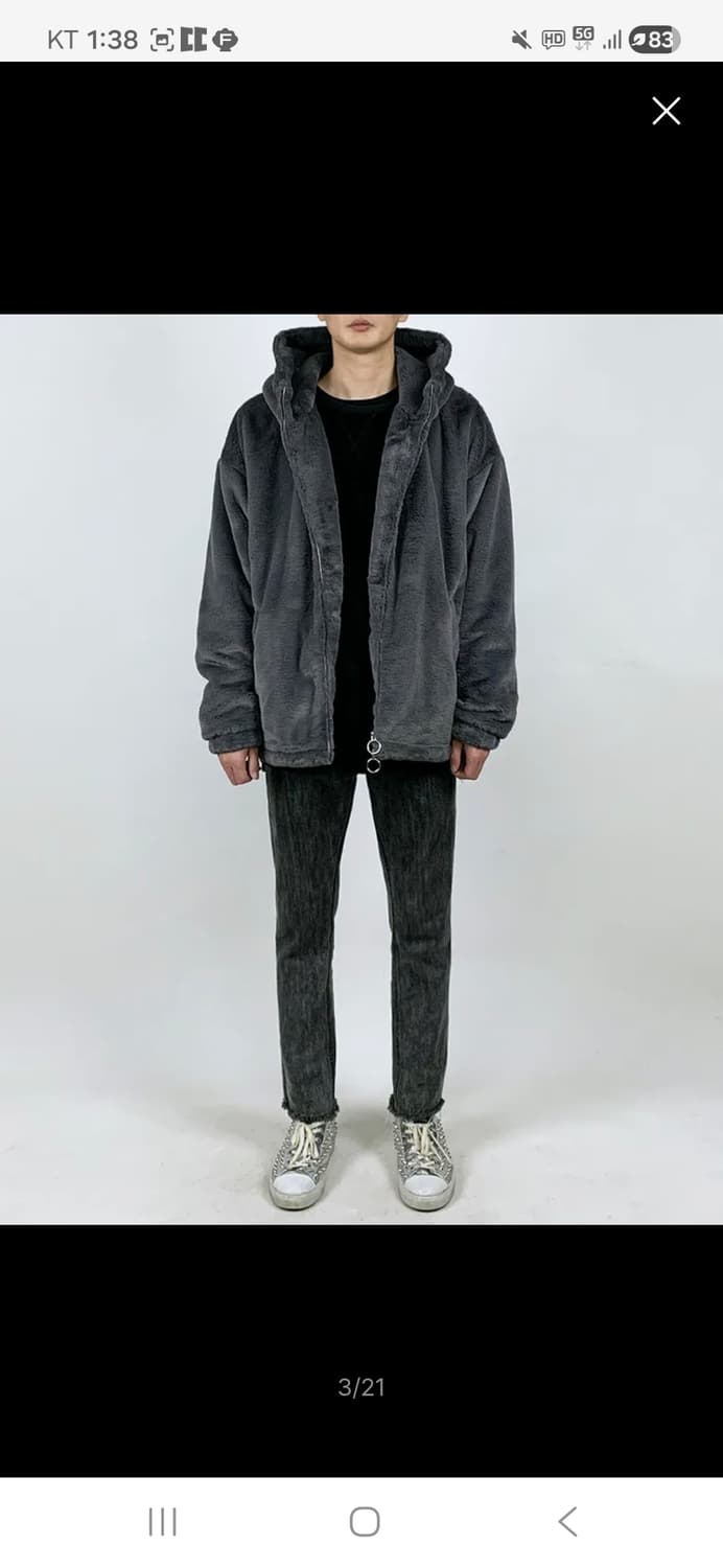 [ M ] 에이메이드 퍼 후드 집업 자켓 그레이 상품이미지3