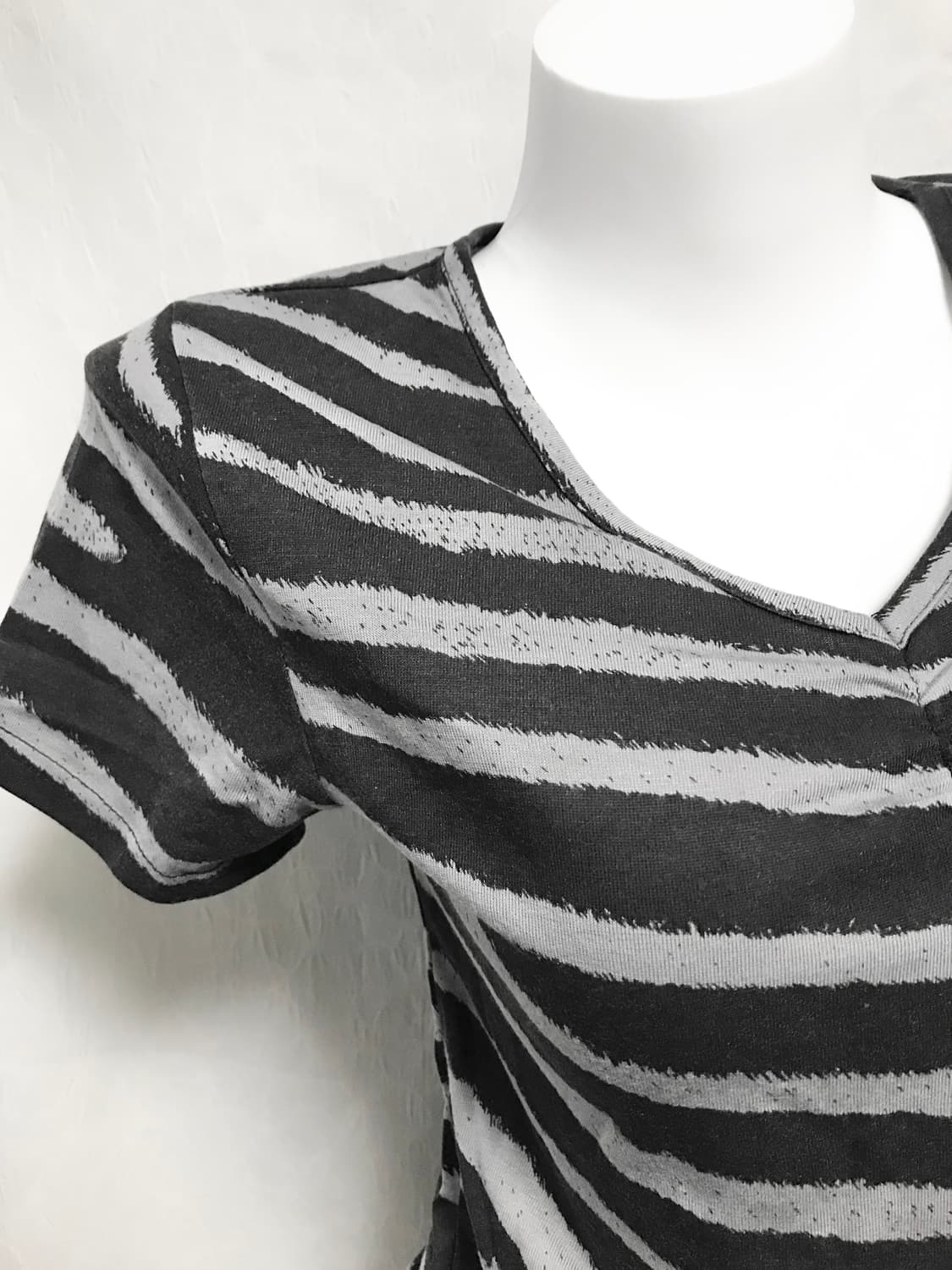 빈티지 vkei 펑크 지브라 브이넥 반팔 탑 상품이미지2