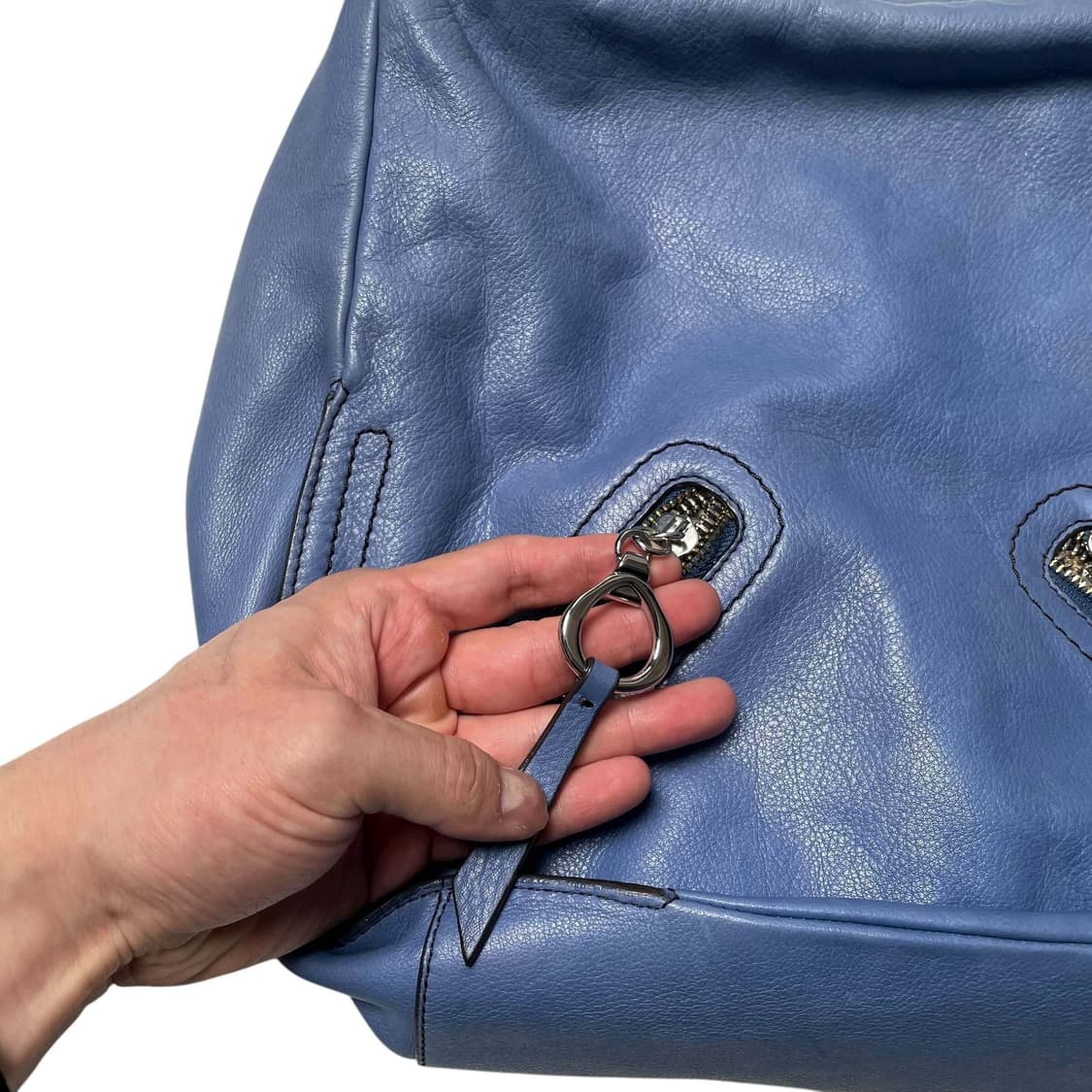 Francescobiasia 화살 스티치 블루레더백 상품이미지4