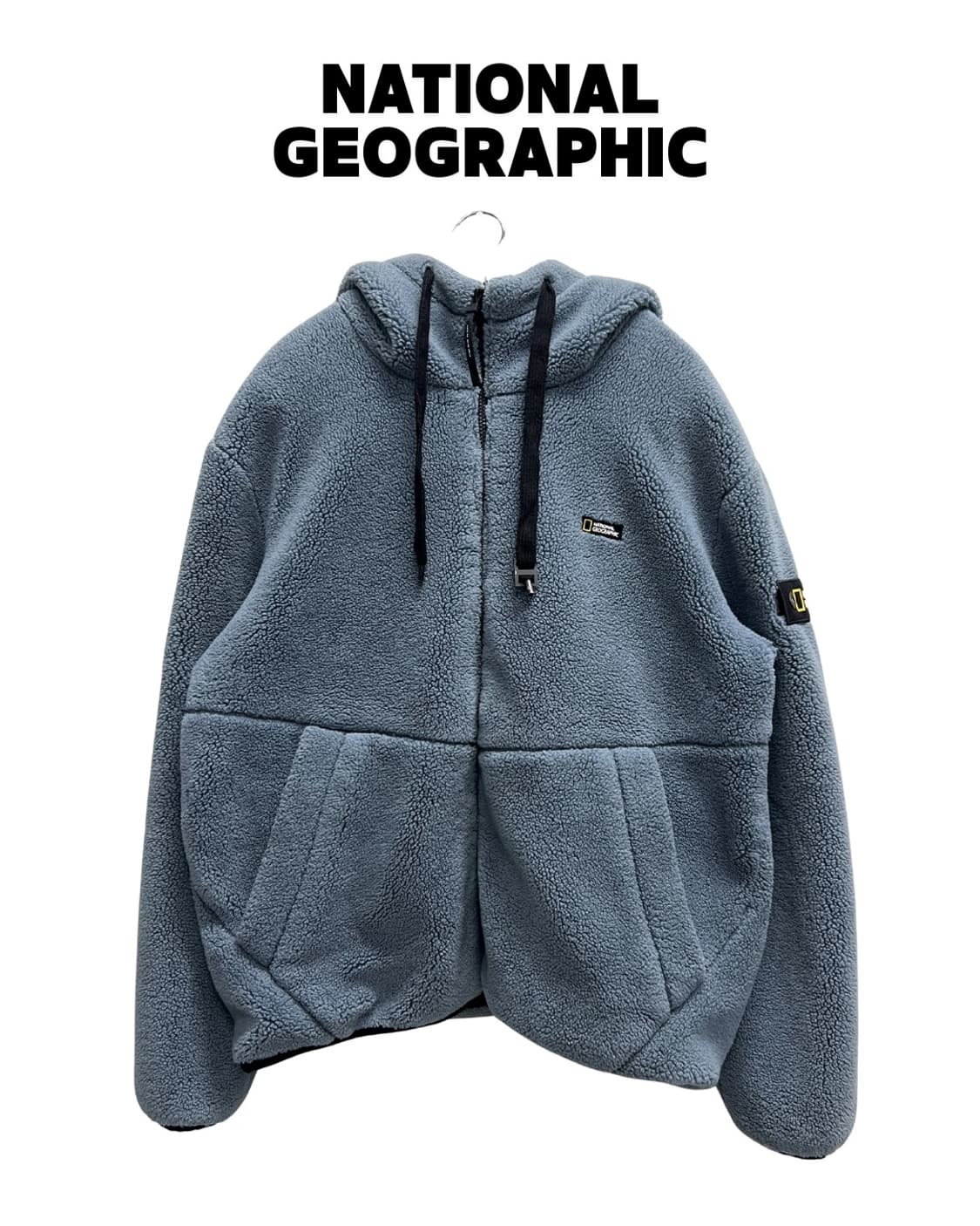 내셔널지오그래픽 양털 셰르파 뽀글이 후드집업 블루그레이 상품이미지1