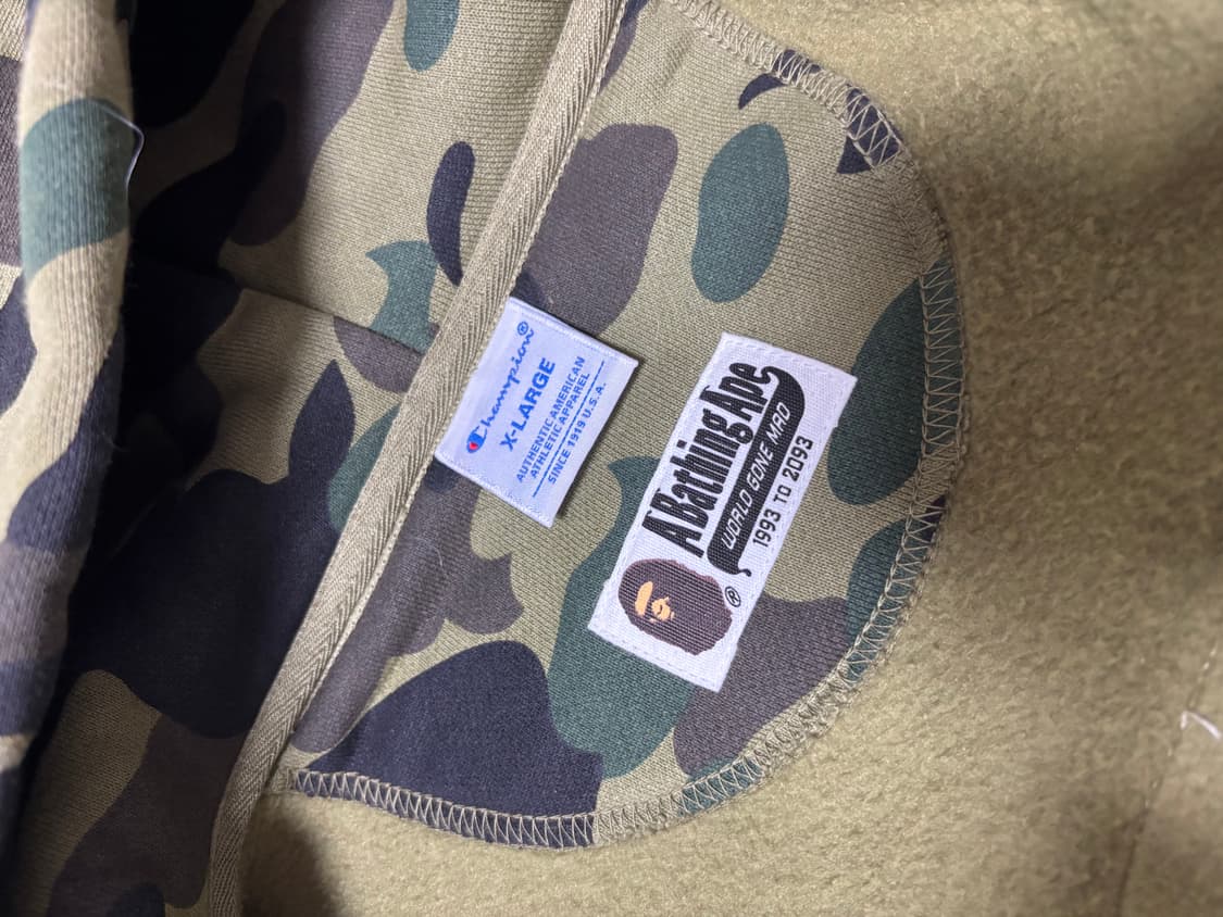 베이프 x 챔피온 녹계 후드집업 상품이미지5