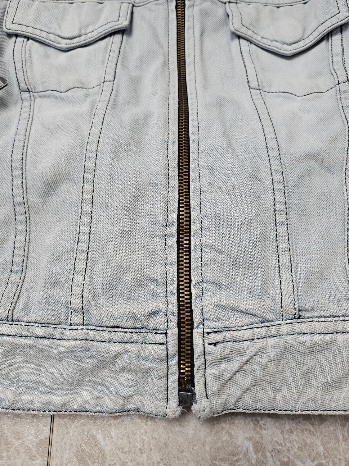 디젤 청 워싱 데님 크롭 자켓 XS 상품이미지7