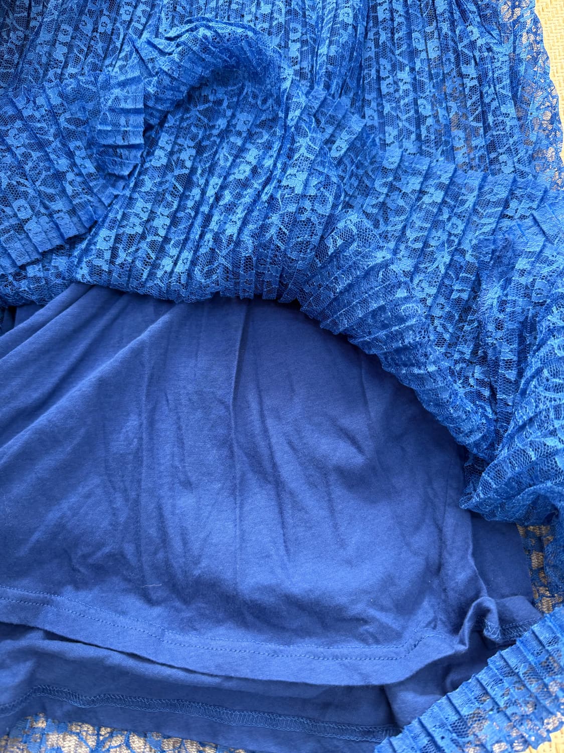 정품) 산드로 블루 레이스 반팔 니트 원피스 2 상품이미지5