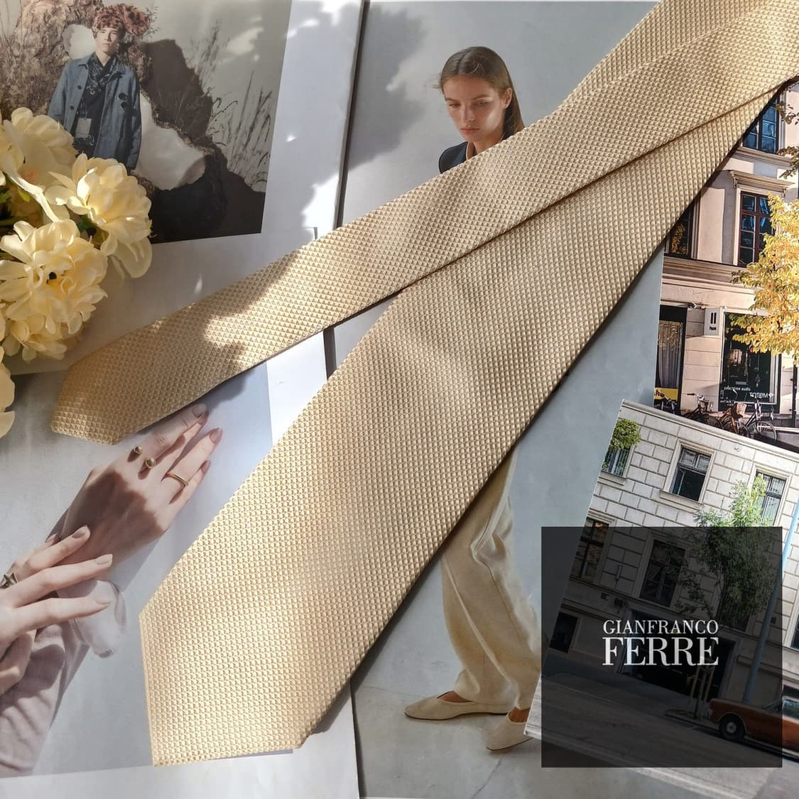 지안프랑코 페레 실크 텍스처 넥타이 8.5cm A+등급 A19684
 상품이미지1