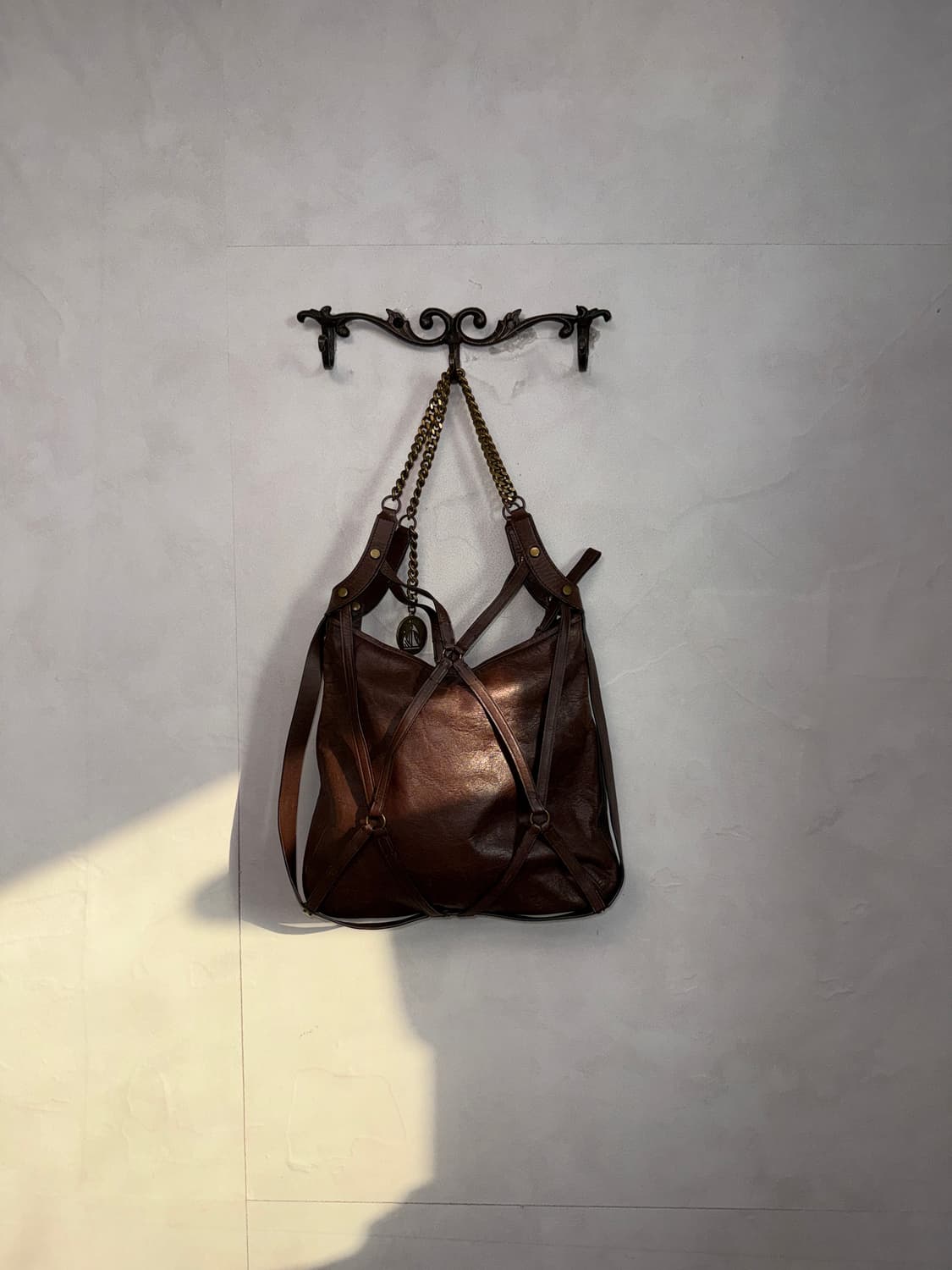 LANVIN brown leather harness chain 숄더백 상품이미지4