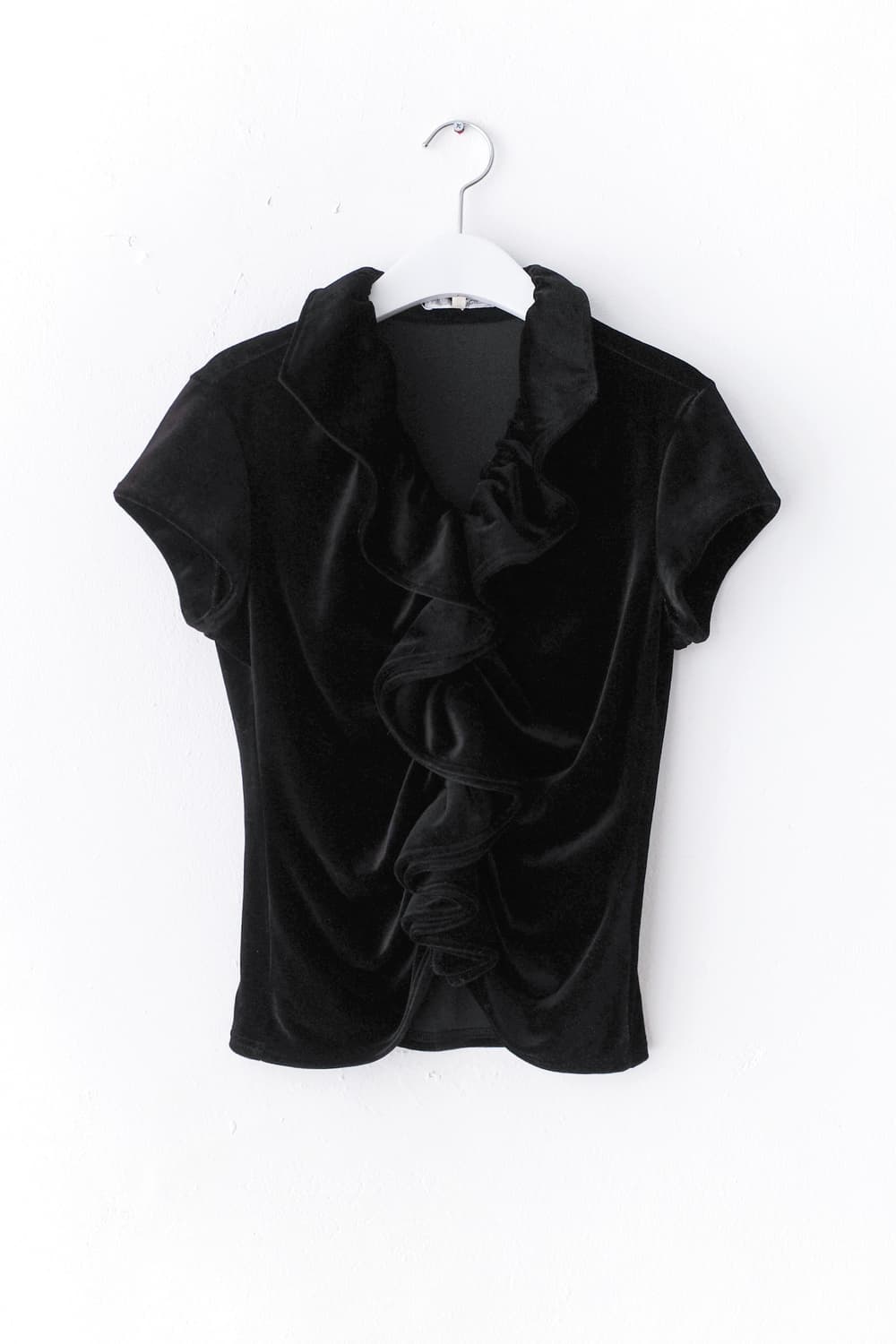 naracamic) velvet ruffle half T  상품이미지1