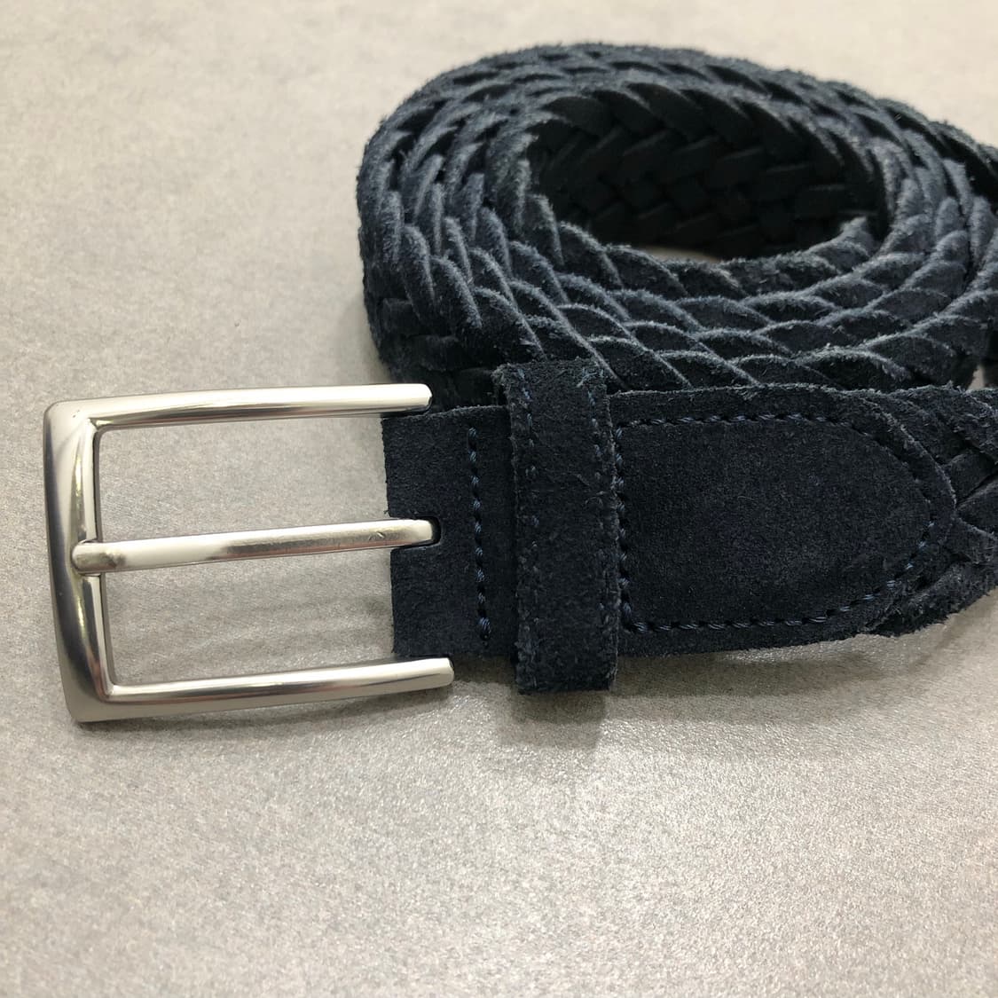 마시모두띠 스웨이드 가죽 레더 위빙 벨트 네이비 100 상품이미지2