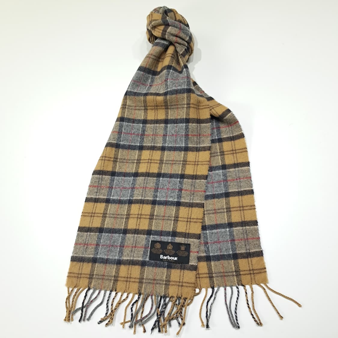 MX629 바버 90s 스코틀랜드판 울 타탄체크 머스타드 머플러 목도리 상품이미지2