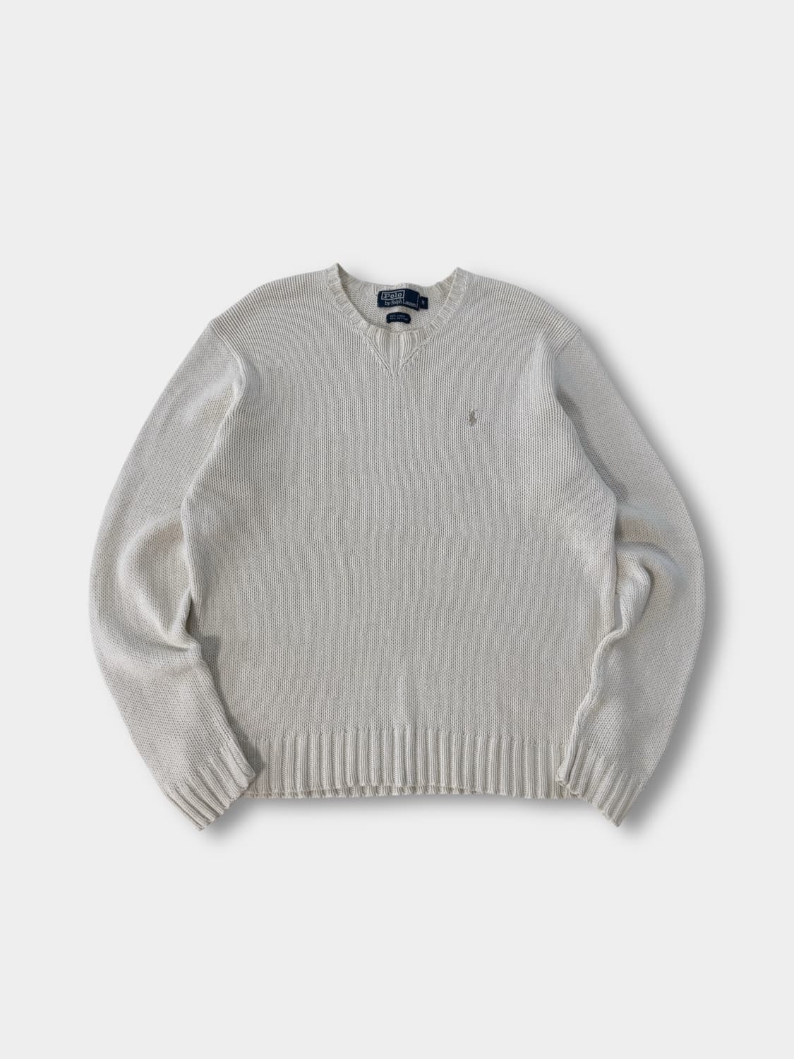 폴로 랄프로렌 90‘s 루즈핏 크림 아이보리 린넨 코튼 니트 상품이미지1