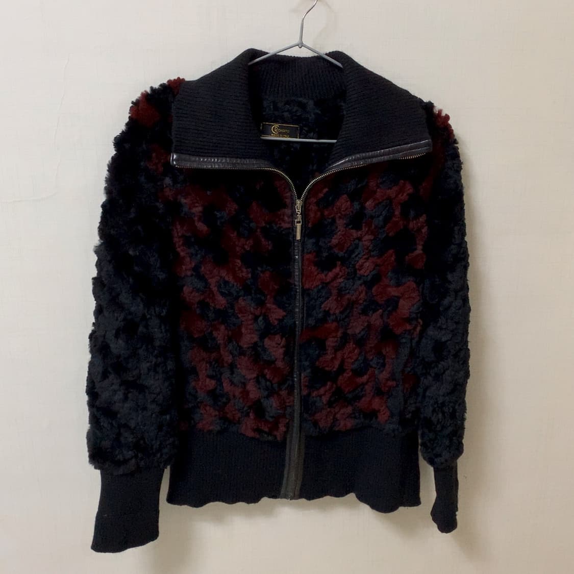 Roberto italy 레드 블랙 퍼 자켓 니트 집업 로베르토 이태리 상품이미지6