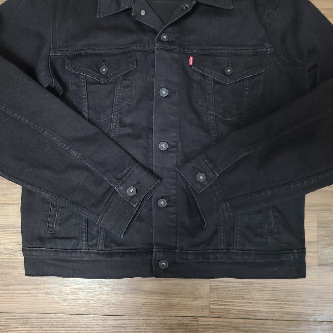 (L 100) 리바이스 프리미엄 블랙 흑청 데님 트러커 자켓 상품이미지3