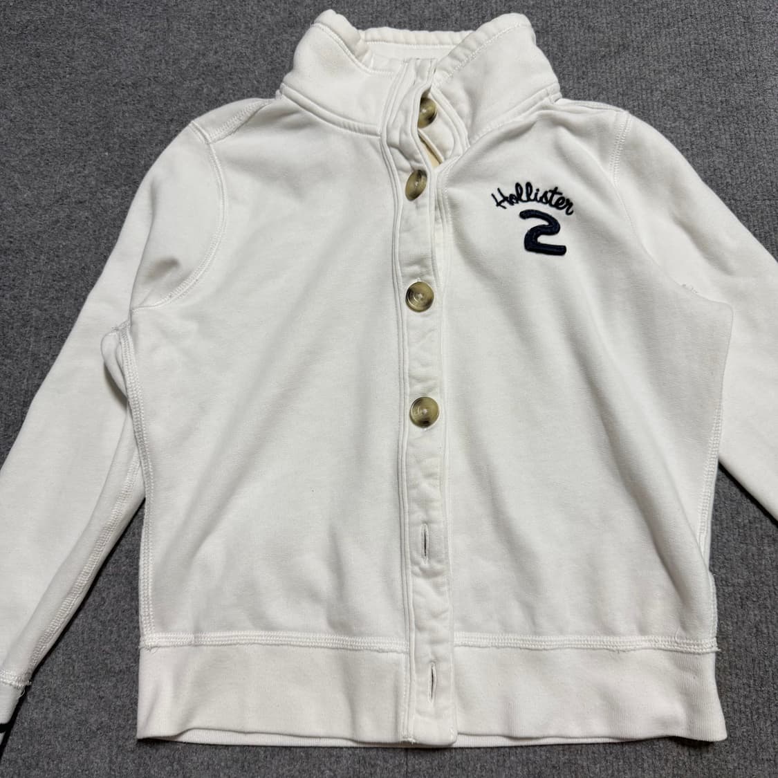 홀리스터 화이트 7부 집업 자켓 L 상품이미지2