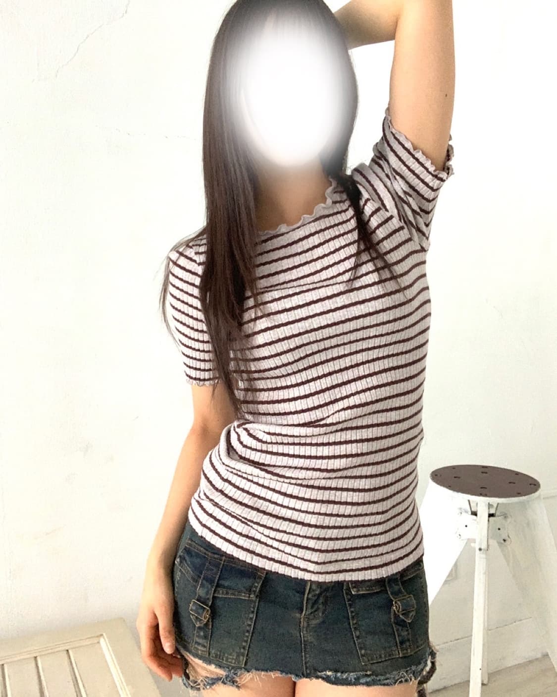 Samansa Mos2 ribbed striped brown top 상품이미지4