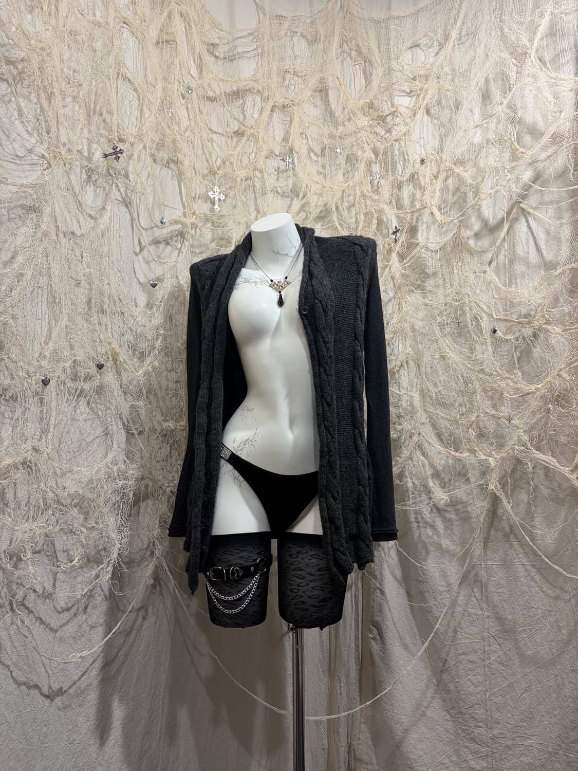 00‘s Grunge cable knit Cardigan 상품이미지1