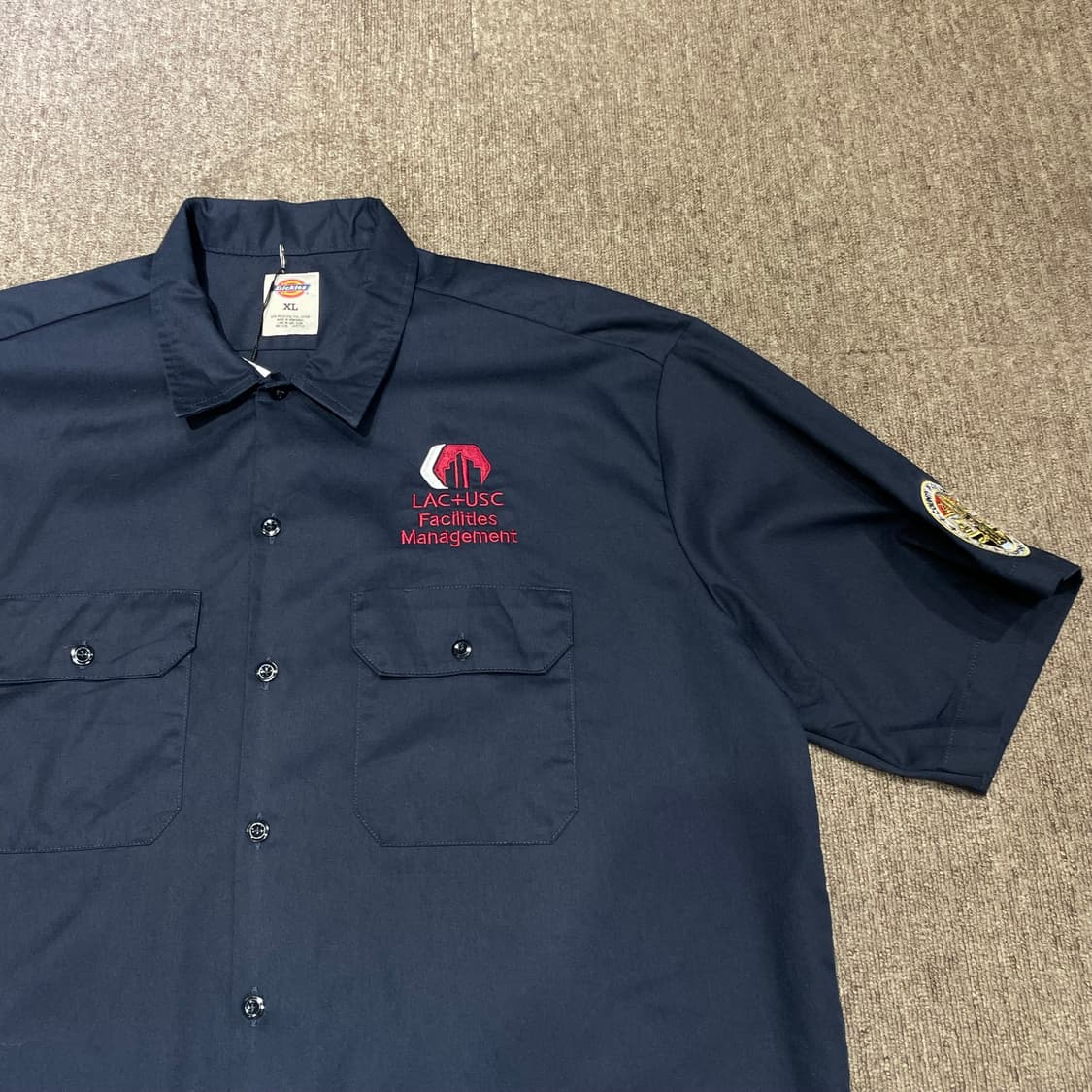 (XL) Dickies 디키즈 반팔 워크 셔츠 패치 네이비 상품이미지5