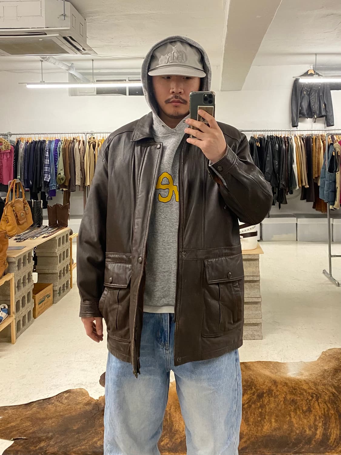 VTG leather padding coat 빈티지 레더 패딩 코트 상품이미지9