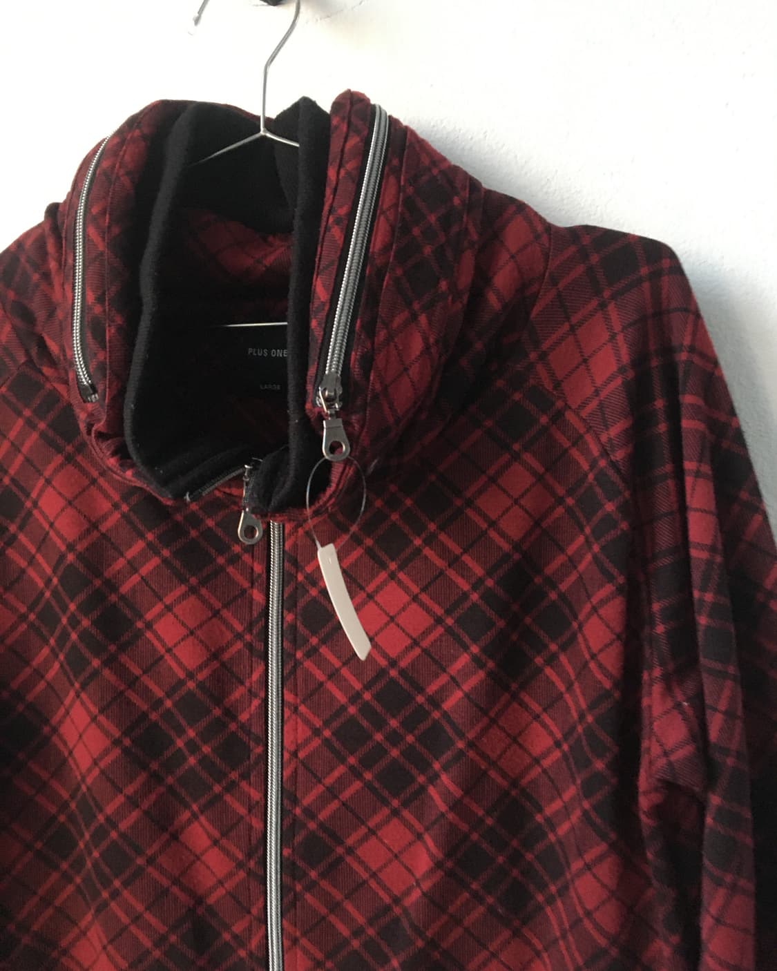 Check pattern high neck zip up 상품이미지4