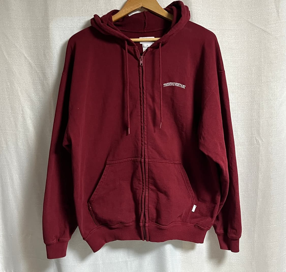 공용 디스이즈네버댓 버건디 후드집업 후드티 M 상품이미지1