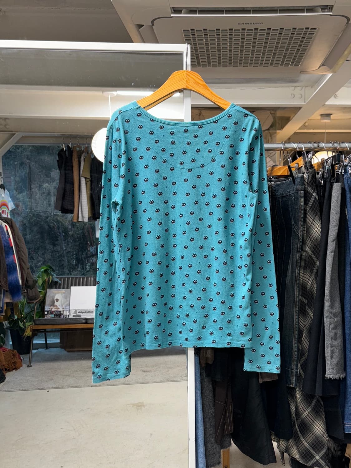 Rough 고양이 도트 롱슬리브 상품이미지2