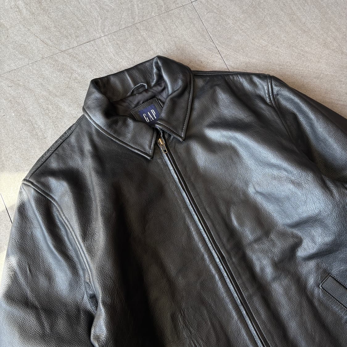 올드갭 소가죽 블랙 레더 자켓  상품이미지2