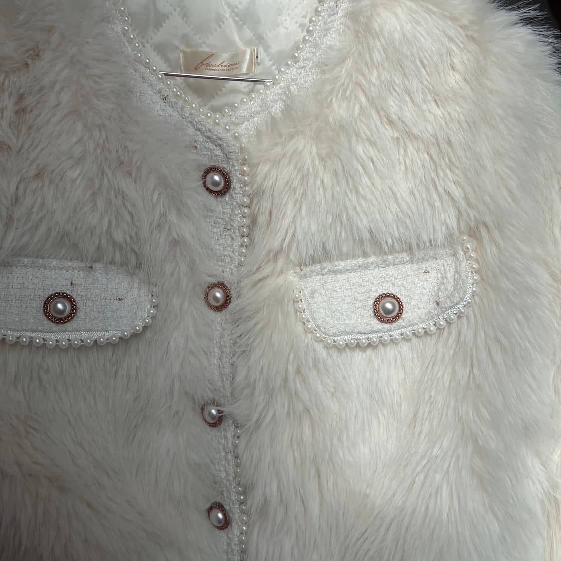 [새상품]아이보리 진주 트위드 레이어드 퍼자켓 상품이미지7