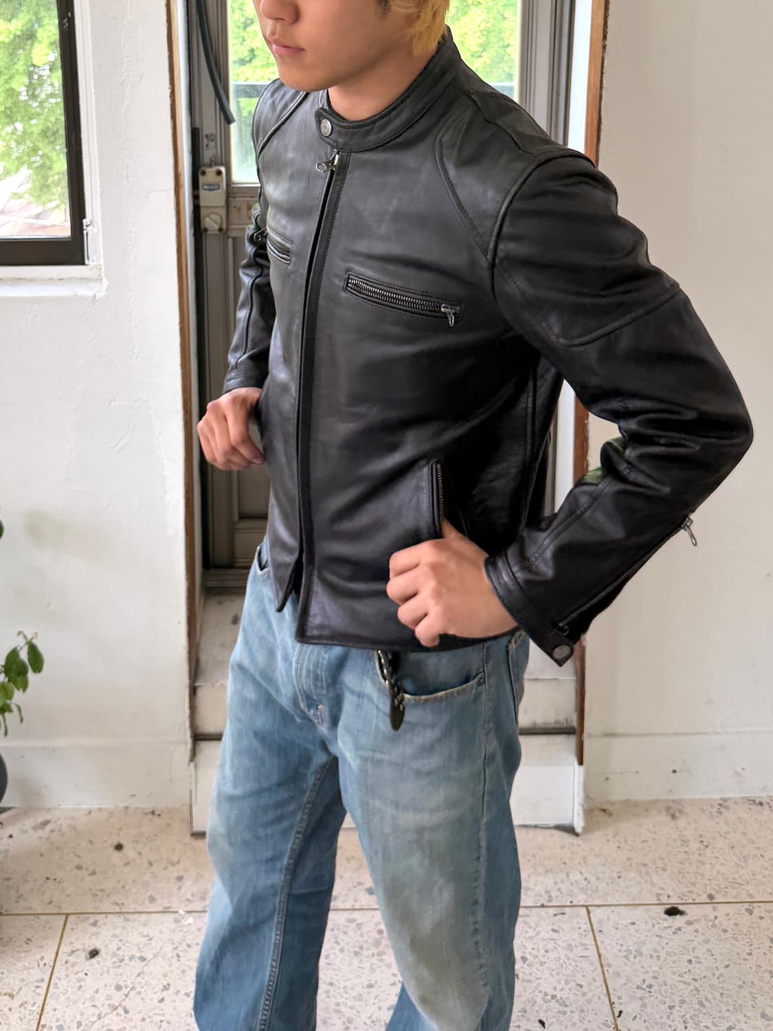 클래식 싱글 라이더 레더 자켓 상품이미지6