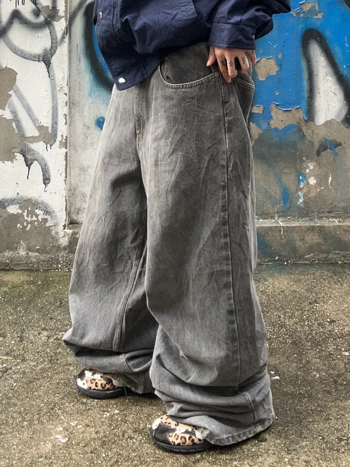 POLO 90s 그레이 데님와이드팬츠 상품이미지1