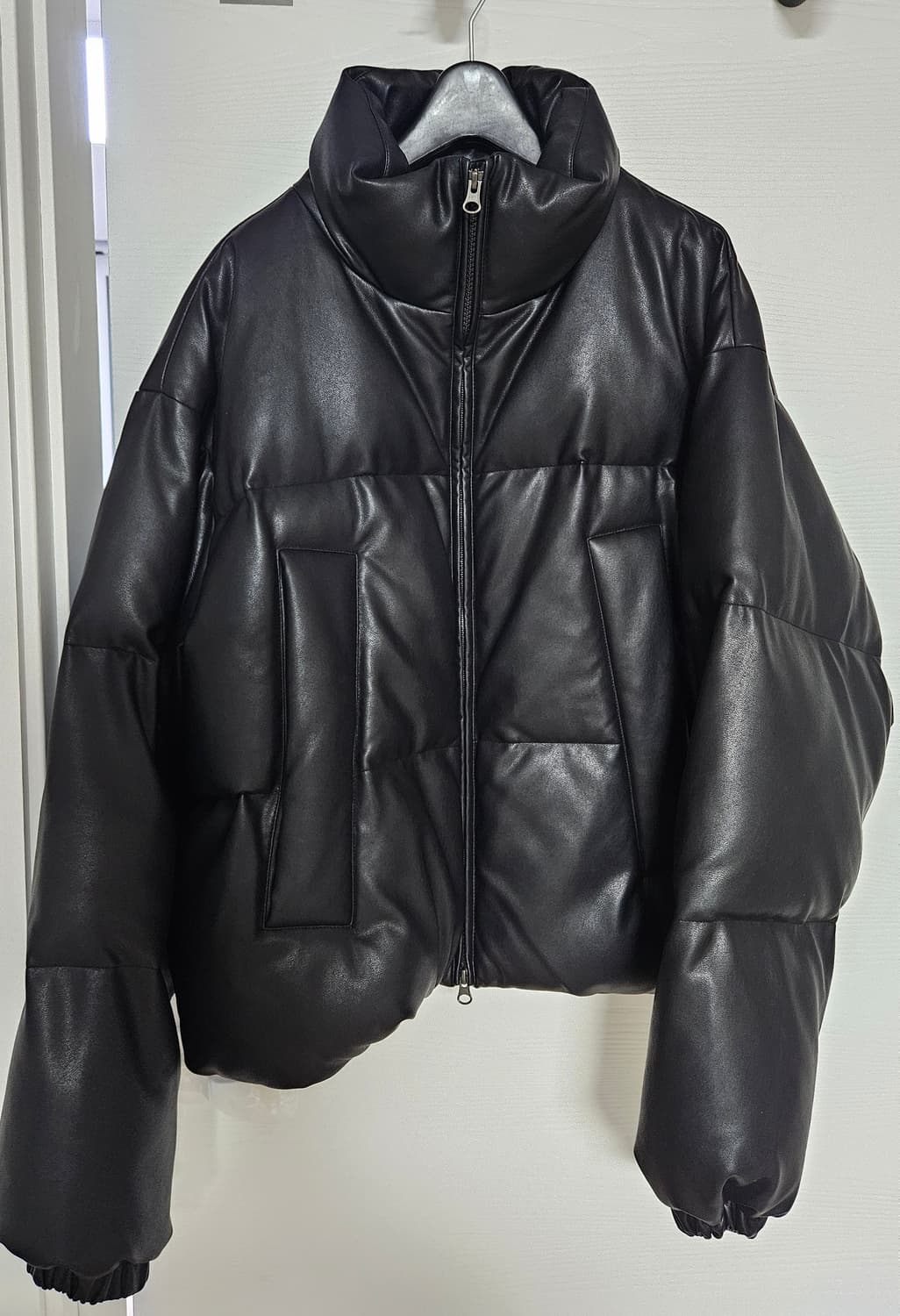 세컨모놀로그 레더 패딩 블랙 m 상품이미지2