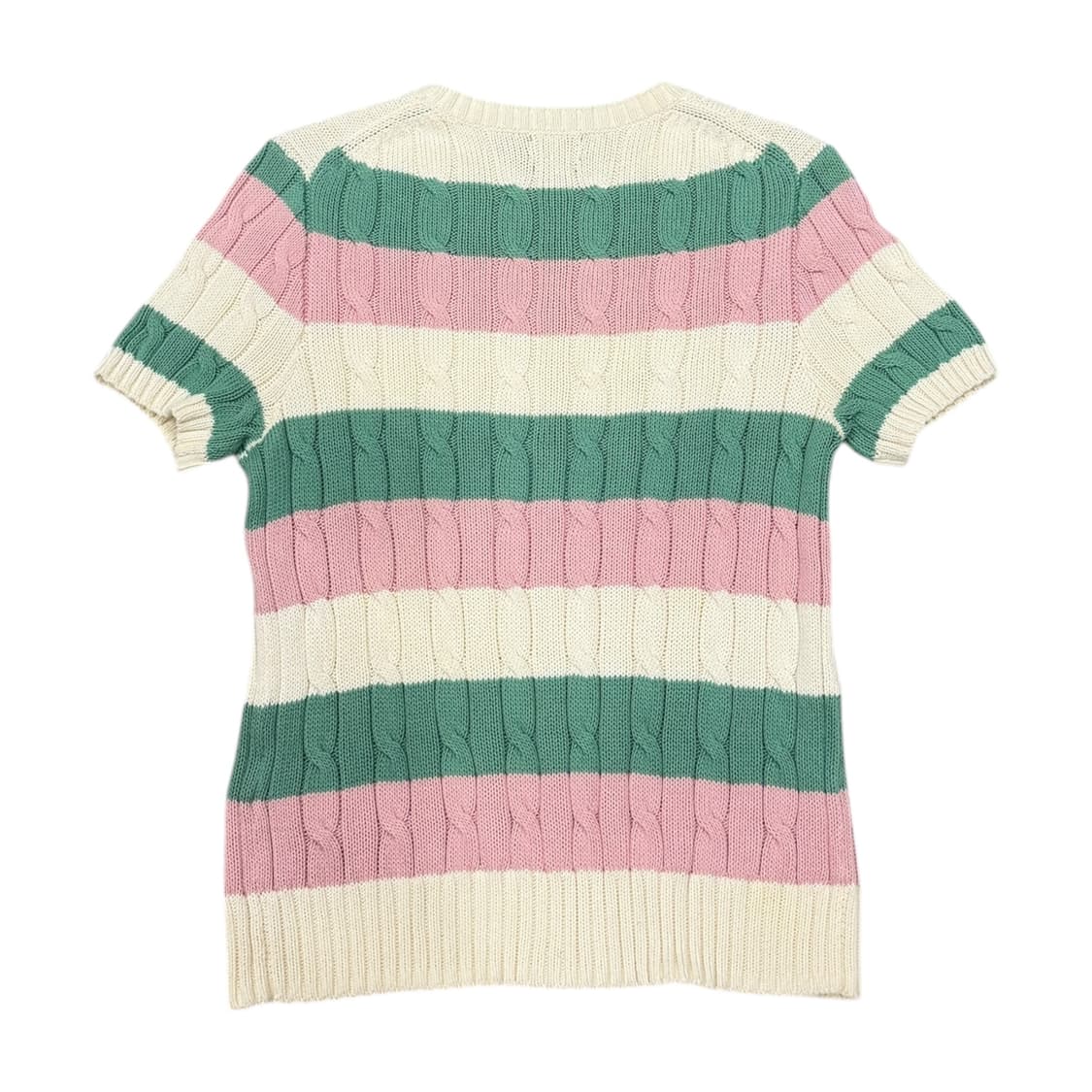 폴로 랄프로렌 신형 QR 피마코튼 케이블 스트라이프 파스텔 니트반팔 M 상품이미지3