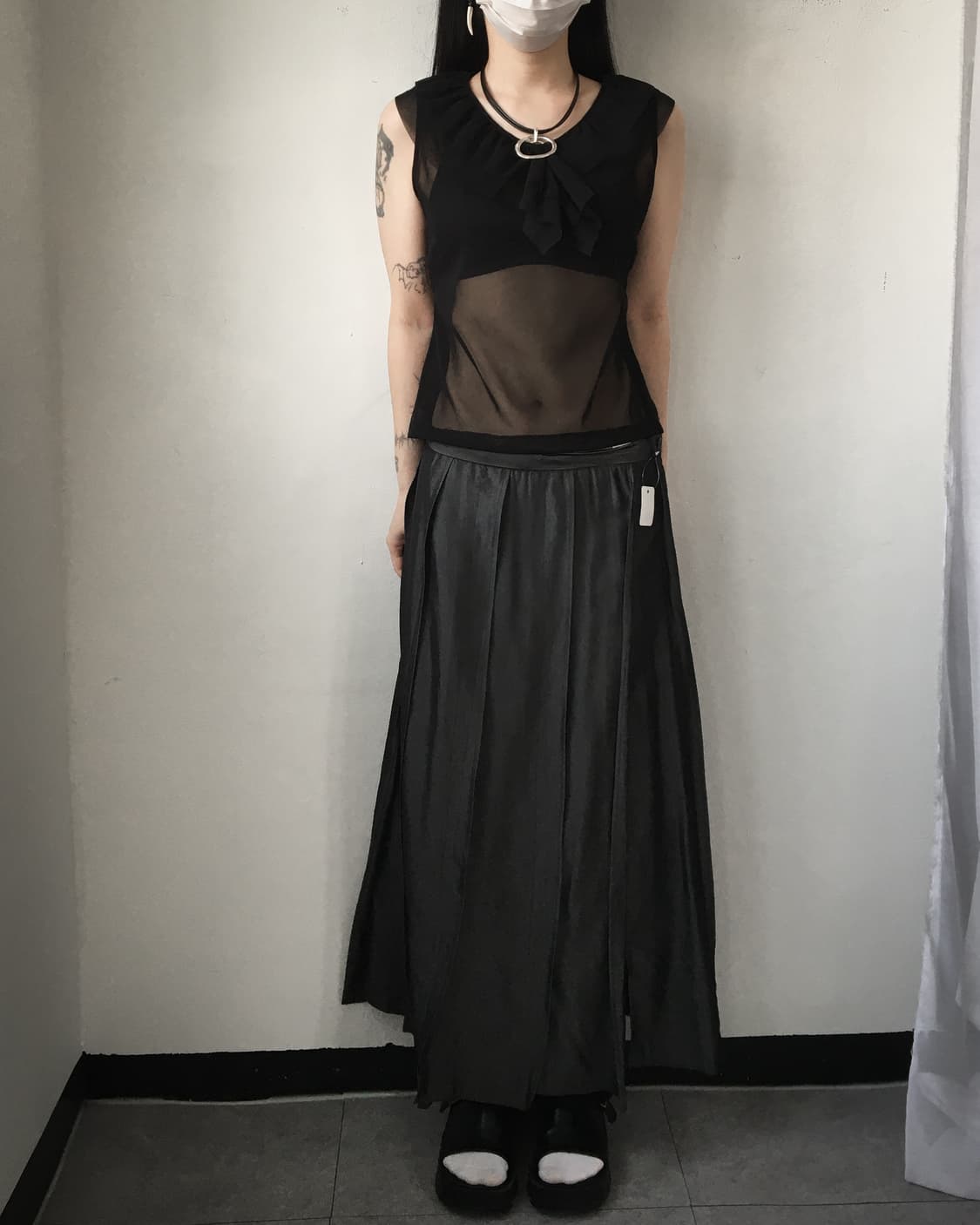 Frill point mesh sleeveless 상품이미지3