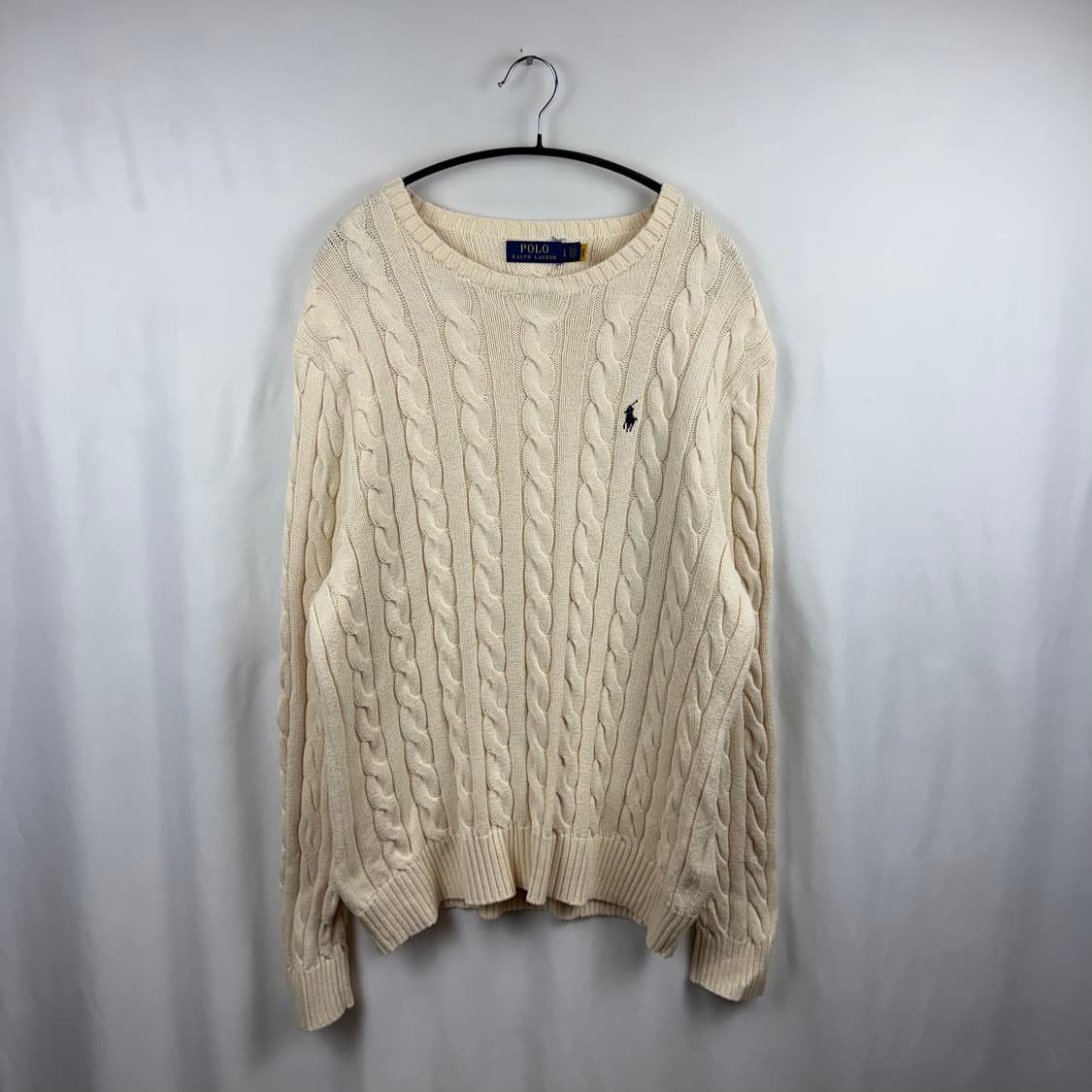 (L) 폴로 랄프로렌 신형 케이블 꽈배기 니트 아이보리 상품이미지2