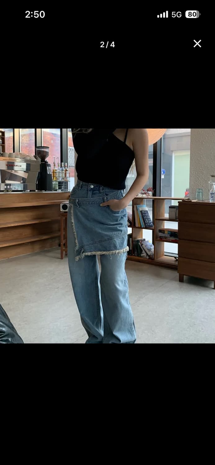 랩 스커트 데님 레이어드 팬츠 상품이미지2