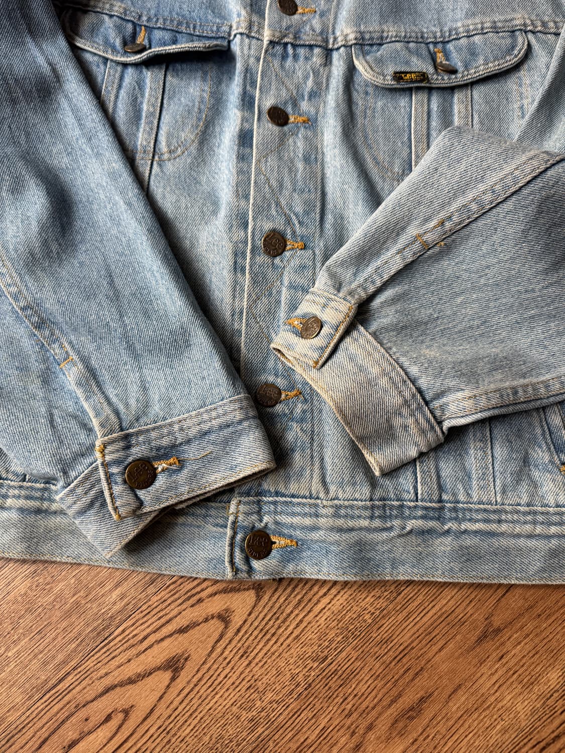 [XL]90s Lee Made in USA 빈티지 워싱 데님 트러커 자켓 상품이미지5