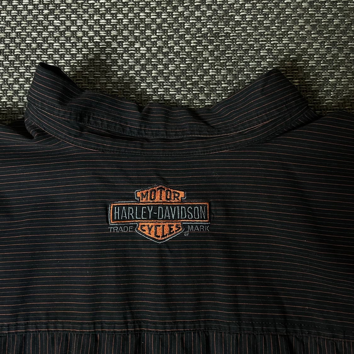 할리데이비슨 블랙 투포켓 오렌지 자수 스트라이프 반팔 셔츠 5XL 상품이미지7