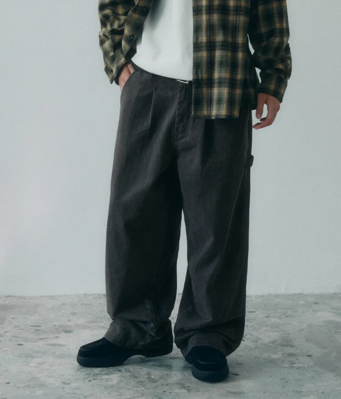 [M] 코드그라피 원턱 카펜터 팬츠 차콜 상품이미지2