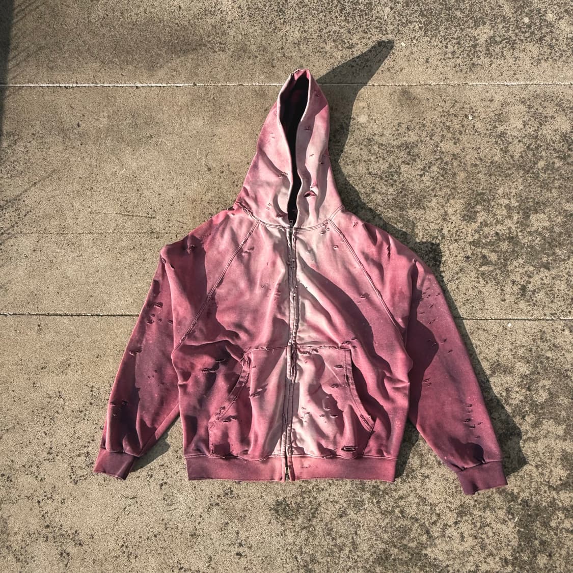 (색감 탑)Distressed faded custom hoodie zip 상품이미지1