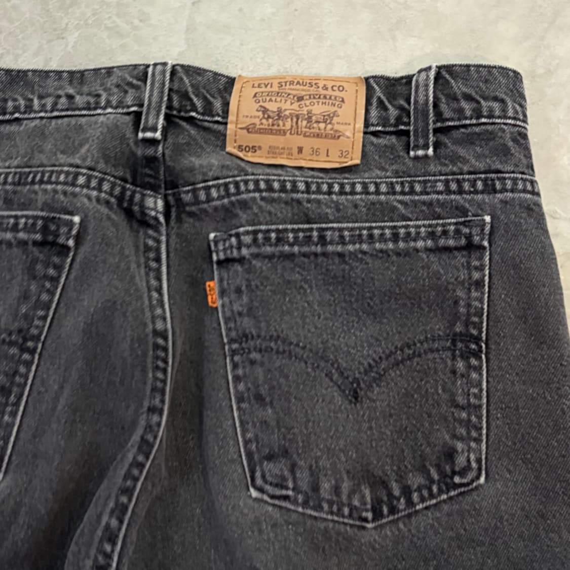 [36/32] 90s USA🇺🇸 리바이스 505 오렌지 탭 블랙 흑청 상품이미지7